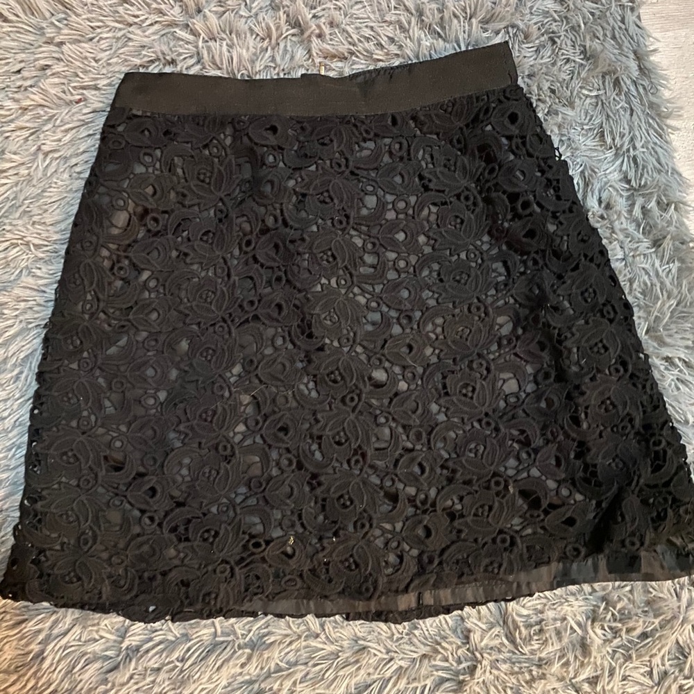 Black lace floral skirt